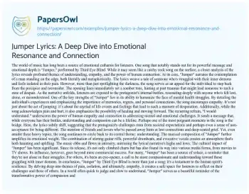 Essay on Jumper Lyrics: a Deep Dive into Emotional Resonance and Connection