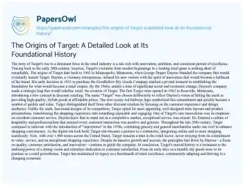 Essay on The Origins of Target: a Detailed Look at its Foundational History