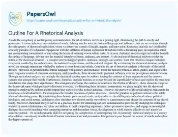 Essay on Outline for a Rhetorical Analysis