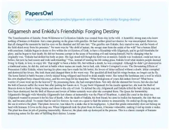 Essay on Gilgamesh and Enkidu’s Friendship: Forging Destiny