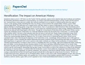 Essay on Heroification: the Impact on American History