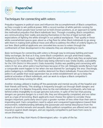 Essay on Techniques for Connecting with Voters