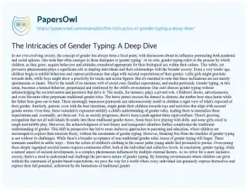 Essay on The Intricacies of Gender Typing: a Deep Dive