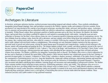 Essay on Archetypes in Literature