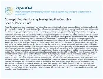 Essay on Concept Maps in Nursing: Navigating the Complex Seas of Patient Care