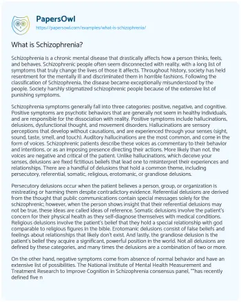 Essay on What is Schizophrenia?