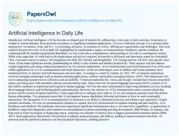 Essay on Artificial Intelligence in Daily Life