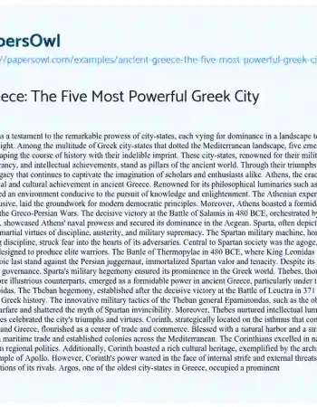 Essay on Ancient Greece: the Five most Powerful Greek City States