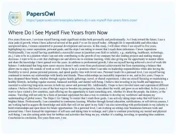 Essay on Where do i See myself Five Years from Now
