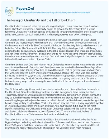 Essay on The Rising of Christianity and the Fall of Buddhism