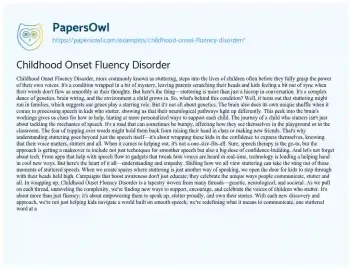 Essay on Childhood Onset Fluency Disorder