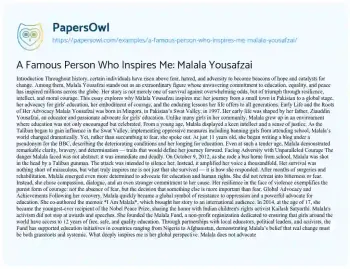 Essay on A Famous Person who Inspires Me: Malala Yousafzai
