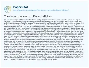 Essay on Religion and Gender Equality: a Complex Interplay