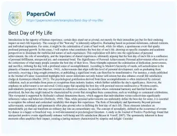 Essay on Best Day of my Life