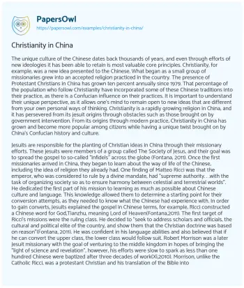 Essay on Christianity in China