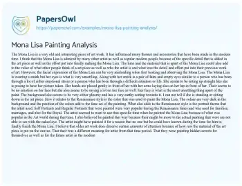 Essay on Mona Lisa Painting Analysis