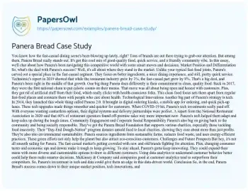 Essay on Panera Bread Case Study