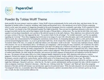 Essay on Powder by Tobias Wolff Theme