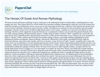 Essay on The Heroes of Greek and Roman Mythology