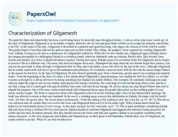 Essay on Characterization of Gilgamesh