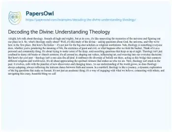 Essay on Decoding the Divine: Understanding Theology