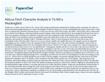 Essay on Atticus Finch Character Analysis in to Kill a Mockingbird