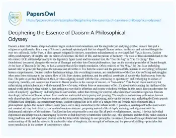 Essay on Deciphering the Essence of Daoism: a Philosophical Odyssey