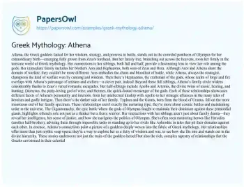 Essay on Greek Mythology: Athena