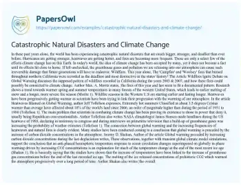 Essay on Catastrophic Natural Disasters and Climate Change