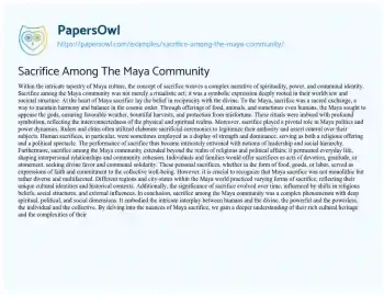 Essay on Sacrifice Among the Maya Community