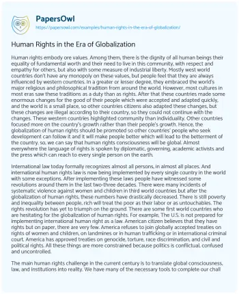 Essay on Human Rights in the Era of Globalization