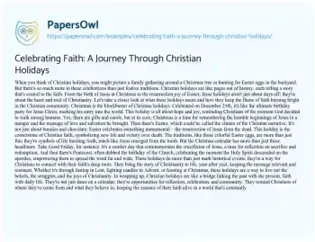 Essay on Celebrating Faith: a Journey through Christian Holidays