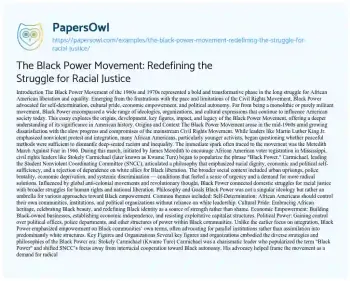 Essay on The Black Power Movement: Redefining the Struggle for Racial Justice