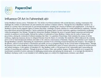 Essay on Influence of Art in Fahrenheit 451