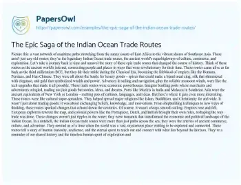 Essay on The Epic Saga of the Indian Ocean Trade Routes