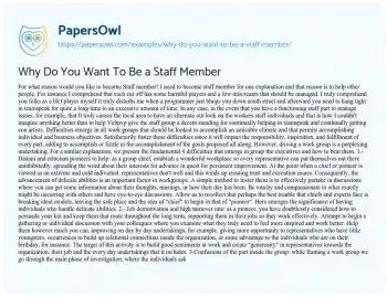 Essay on Why do you Want to be a Staff Member