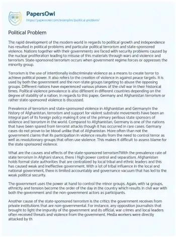 Essay on Political Problem