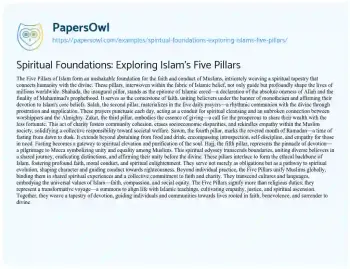 Essay on Spiritual Foundations: Exploring Islam’s Five Pillars