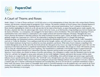 Essay on A Court of Thorns and Roses