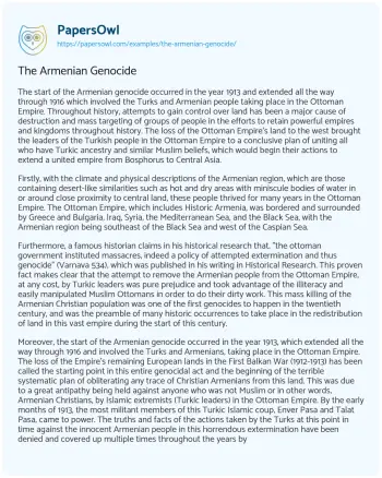 Essay on The Armenian Genocide