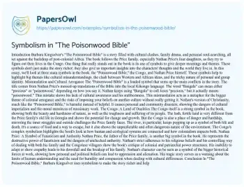 Essay on Symbolism in “The Poisonwood Bible”