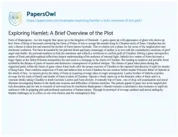 Essay on Exploring Hamlet: a Brief Overview of the Plot