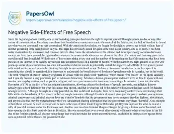 Essay on Negative Side-Effects of Free Speech