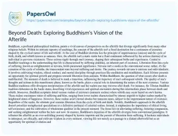 Essay on Beyond Death: Exploring Buddhism’s Vision of the Afterlife