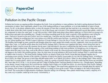 Essay on Pollution in the Pacific Ocean