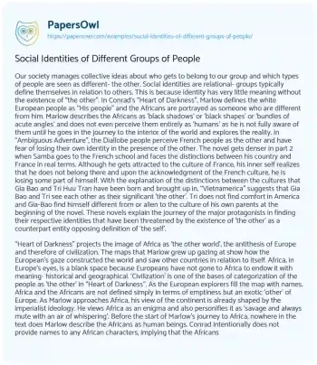 Essay on Social Identities of Different Groups of People