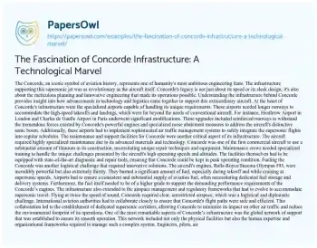 Essay on The Fascination of Concorde Infrastructure: a Technological Marvel