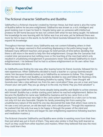 Essay on The Fictional Character Siddhartha and Buddha