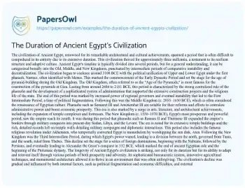 Essay on The Duration of Ancient Egypt’s Civilization