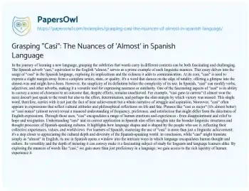 Essay on Grasping “Casi”: the Nuances of ‘Almost’ in Spanish Language